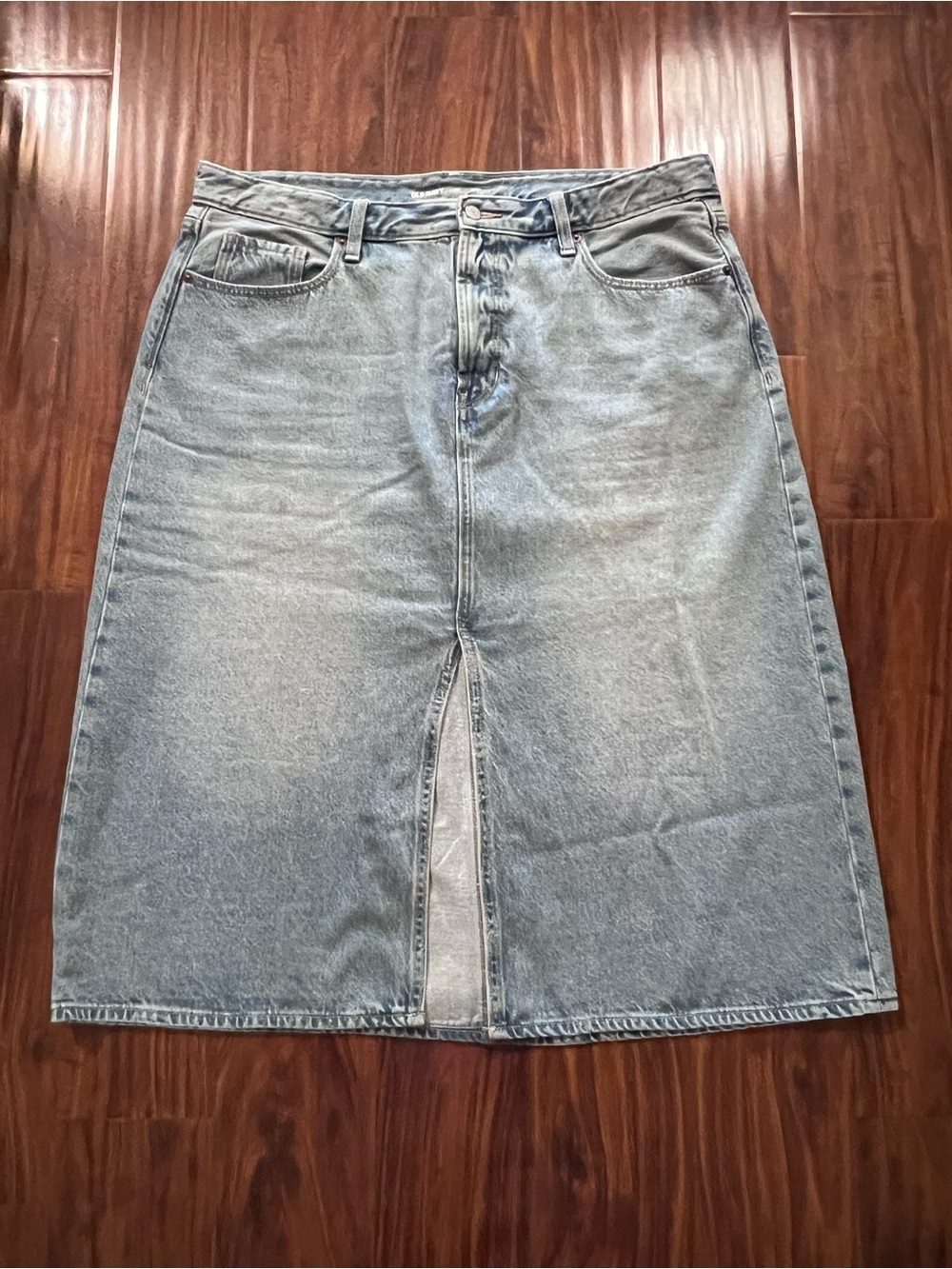 Old Navy High Rise Denim Mid Length Front Slit Skirt size 18